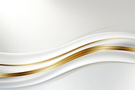 Abstract white background with elegant golden curved lines.
