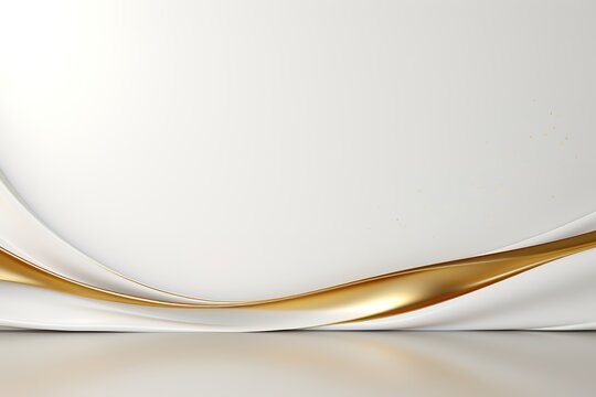Abstract white background with gold curve.