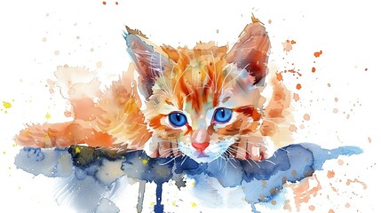 Wall Mural - Adorable Kitten in Watercolor