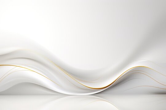 Abstract white background with gold lines.