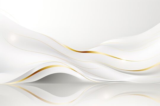 Abstract white background with gold lines.