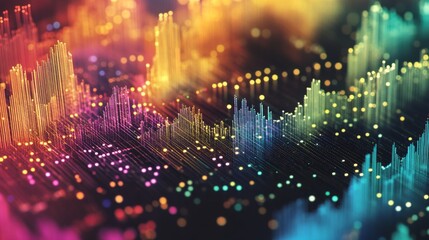 Aufkleber - A close-up of a 3D financial heatmap with color-coded data points and intensity gradients, representing the distribution and frequency of financial metrics.