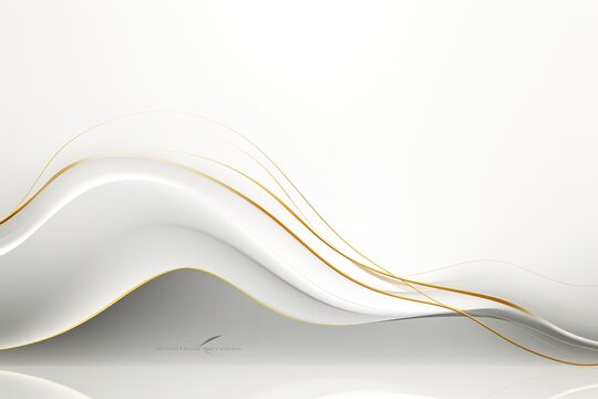 Abstract white background with gold lines.