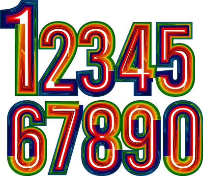 Vector set of number, Simple numbers icon set of 1-31 numbers simple black style symbol sign for Calendar, neon numbers