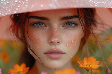 Canvas Print - A Portrait of a Woman in the Rain