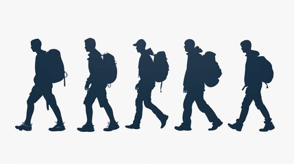 Silhouettes of Hikers with Backpacks