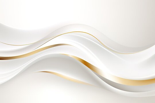 Abstract white background with golden curved lines.