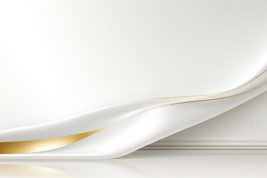 Abstract white background with golden line.