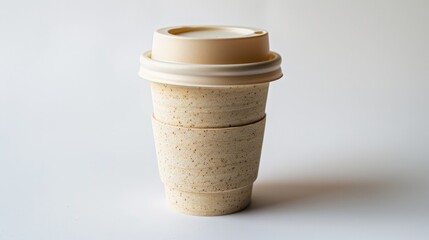 Poster - A reusable coffee cup with a lid, isolated on a white background.