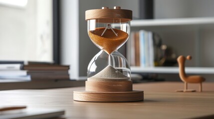 Poster - A sand clock with interchangeable sands, allowing customization and personalization for different moods and settings.