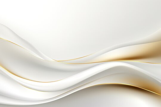 Abstract white background with golden lines and waves.