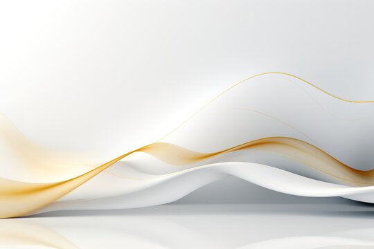 Abstract white background with golden waves.