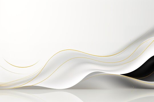 Abstract white, gray, and gold curved background with a hint of black.