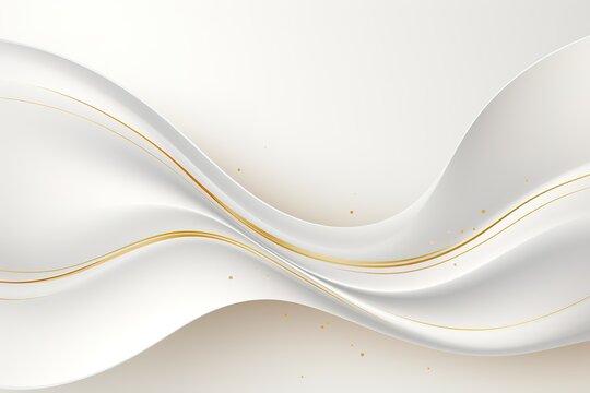 Elegant abstract background with white waves and golden lines.