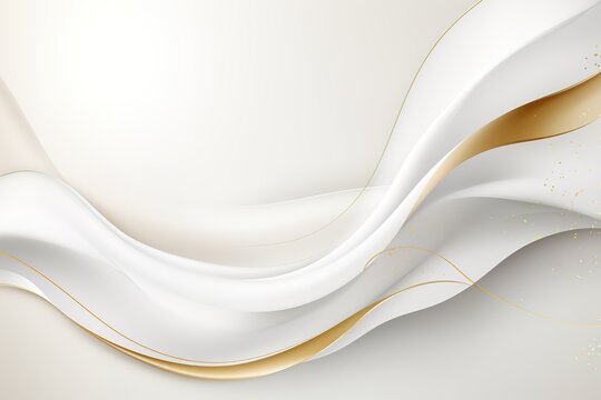 Elegant white and gold abstract wave background.