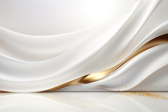 White and Gold Abstract Background with Glitter.