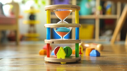Poster - A whimsical sand clock with colorful sand and playful shapes, bringing a touch of fun and creativity to timekeeping.