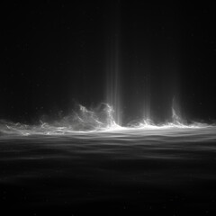 Wall Mural - a black and white photo of a dark ocean with a few white streaks in the water