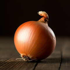 onions on a wooden table, generative ai