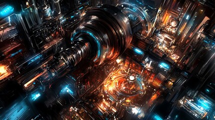 Poster - Digital factory with robotic assembly lines and AI production management