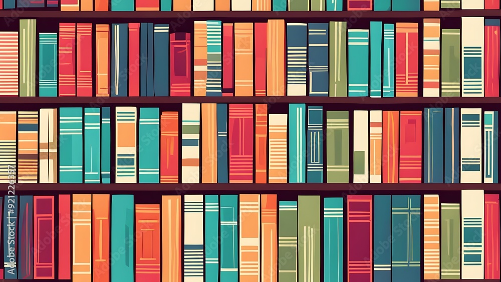 several books in shelf , back ground