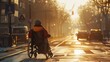 © Johannes - A person in a wheelchair crossing the road.