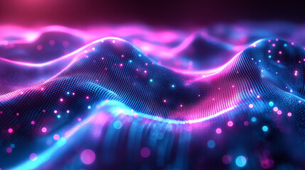 Canvas Print - A purple and blue wave with a lot of sparkles