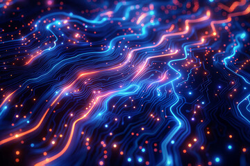 Canvas Print - A purple and blue wave with a lot of sparkles