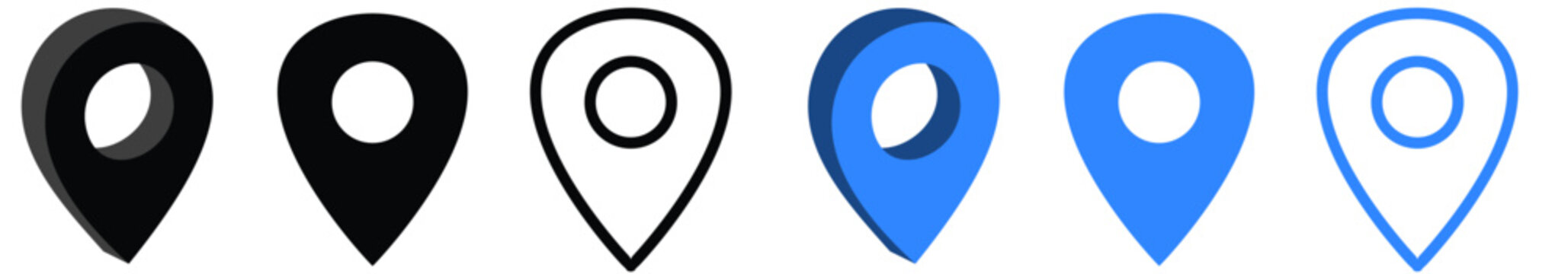 3d location map pointer icon, place pin marker sign - isometric black and blue gps map pointers in flat style, destination symbols. location pin line icon, Navigation