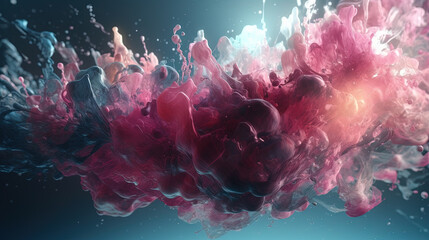 Poster - A colorful explosion of paint with a pastel color palette. Dynamic and energetic abstract background