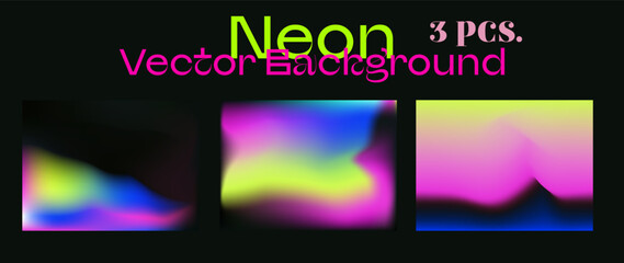Poster - Set of blurred vector backgrounds in neon vibrant colors.
