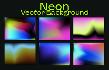 Poster - Set of blurred vector backgrounds in neon vibrant colors.