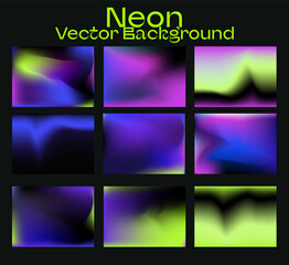 Poster - Set of blurred vector backgrounds in neon vibrant colors.