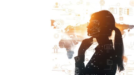 Woman's Silhouette Overlapping with Tech Elements