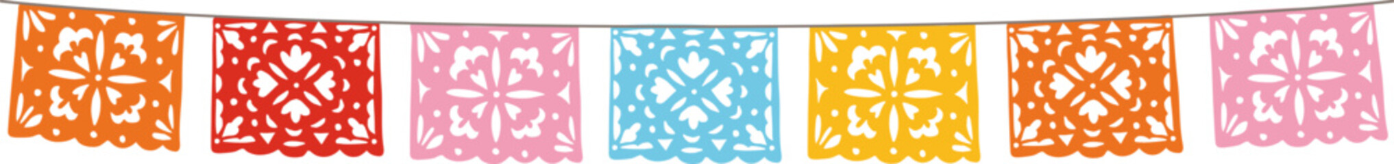 Wall Mural - colorful decorative cut out garland. dia de los muertos, mexican day of the dead. halloween festive 