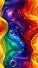 Waves, ruffles and bubbles, lgbt, lgbtqia colors of the rainbow. Seamless pattern