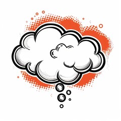 Dream Cloud Icon with Bubble Business Symbol in Cartoon Style