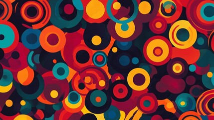 Poster - Colorful abstract pattern featuring vibrant circles and swirls in various sizes and colors