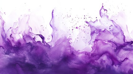 Sticker - This vibrant abstract watercolor painting features a splash of purple paint on a white background, symbolizing creativity, energy, passion, and fluidity.