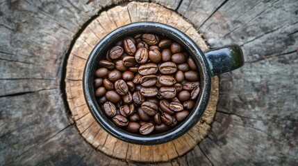 Wall Mural - Coffee Beans in Rustic Cup