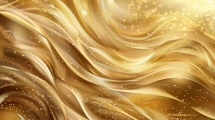 Poster - A stunning and beautiful golden abstract background showcasing flowing textures along with shimmering sparkles