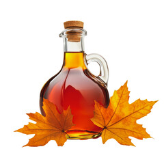png maple syrup bottle with autumn leaves