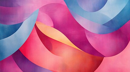 Sticker - Abstract waves of pink and blue colors create a vibrant composition in a contemporary art piece