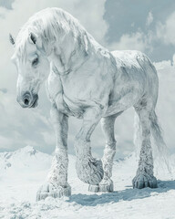 Wall Mural - Majestic White Horses Galloping Through a Darkened Landscape