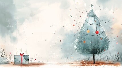 tree presents under fog design gray sky sparse bare trees entertainment flour flying tall simple ill