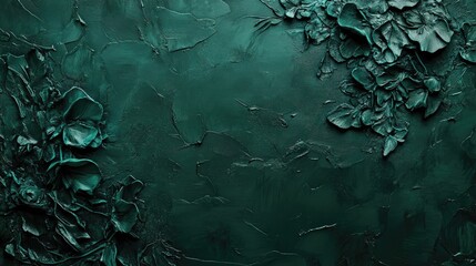 Poster - Textured 3D dark green background with intricate details and gentle shadows, ideal for rich and detailed designs.