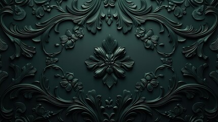 Poster - Textured 3D dark green background with intricate details and gentle shadows, ideal for rich and detailed designs.