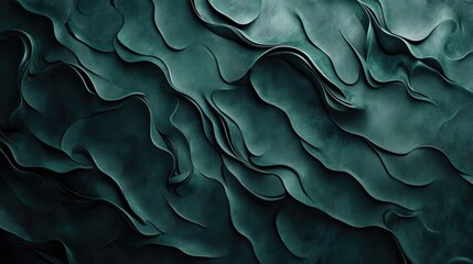 Poster - Textured 3D dark green background with intricate details and gentle shadows, ideal for rich and detailed designs.