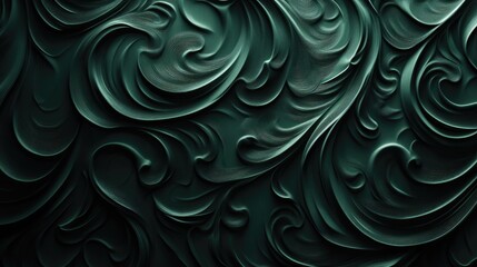 Poster - Textured 3D dark green background with intricate details and gentle shadows, suitable for rich and elegant designs.