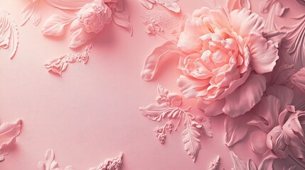 Fototapete - Textured 3D pink background with intricate details and soft shadows, perfect for rich and elegant compositions.